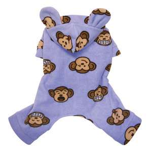 Dog Clothes Klippo Lavender Fleece Silly Monkey Pajamas XS to XL 