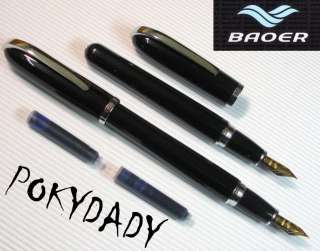 Baoer Fountain Pen BLACK+10 BLUE cartridge+CONVERTER  