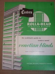 Vtg Eastern Machine Products Catalog~Venetian Blinds  