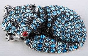 Blue swarovski crystal racoon stretchy ring jewelry  