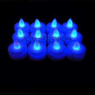 12 Blow It Out Blue Tea Light LED Candle Xmas Wedding Party 