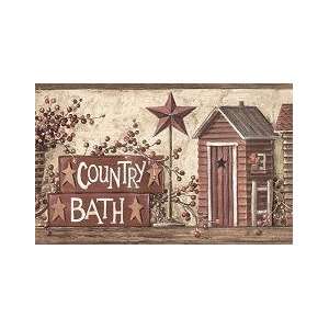    Country Bath with Outhouses Wallpaper Border
