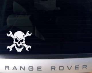 Evil Skull & Wrench Crossbones Auto Decal Sticker  