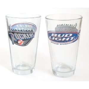 Bud Light Cleveland Rockers Beer Glasses   Set of 2  