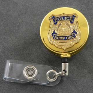 canadian mounted police rcmp grc mini badge retractable id holder
