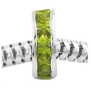   Peridot August Birthstone Channel Set Small Spacer Wheel Bead Jewelry