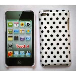  Apple Ipod Touch 4 Black on White Polka Dot Hard Plastic 