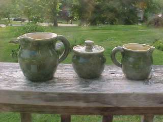 VINTAGE 3 PIECE SET OF SIGNED PISGAH FOREST POTTERY  