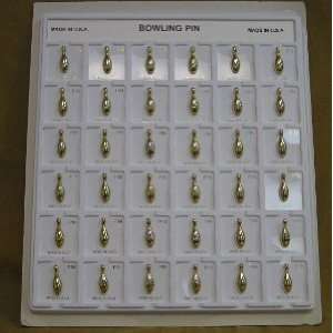  Display Card of 36 Bowling Pin Lapel Pins 