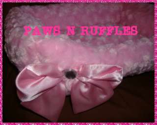 PET DOG CAT PUPPY BED PRETTY LULU PINK COUTURE SATIN BOW BLING FAUX 