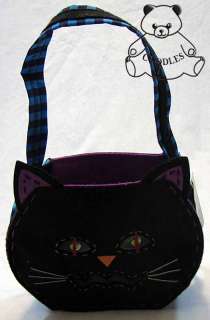Black Scardie Cat Trick Or Treat Candy Bag Kids Purse Fabric Russ 