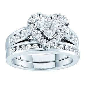   Diamond 14k White Gold Heart Bridal Set Ring SeaofDiamonds Jewelry