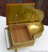 Vintage Wind Up Music Piano Jewelry Box with Bakelite Top  