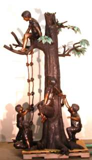 Cast Bronze Children in Tree house Statue  