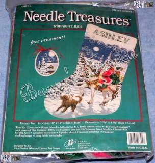 MIDNIGHT RIDE Stocking Needlepoint Christmas Stocking Kit  Santa 