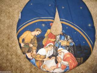 Small Nativity Christmas Tree Skirt 11 across Desk top Jesus Mary 