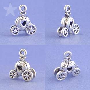 CINDERELLA CARRIAGE Sterling Silver Charm Pendant  