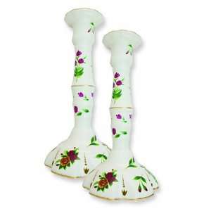    Ceramic Floral Jackie Kennedy Candlesticks GEMaffair Jewelry