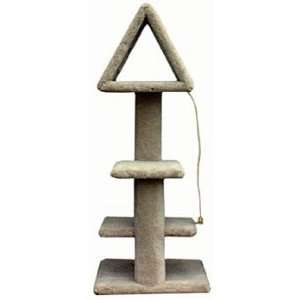 48 Inch Triangle Cat Tree with Toy  Color LIGHT BEIGE  Leg Covering 