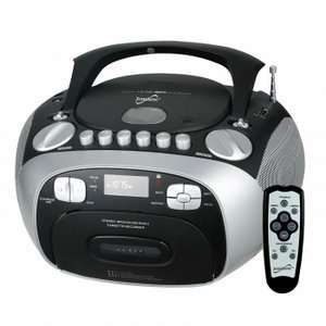  Supersonic /CD Player with USB/AUX Inputs, Cassette Recorder 