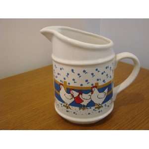   Chicken Rooster Large White Ceramic Pitcher Creamer 
