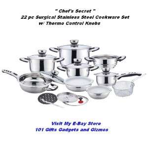   304 Surgical Stainless Steel Cookware Set with Thermo Control Knobs