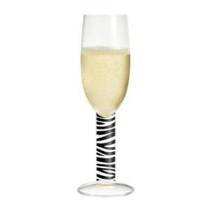 Champagne Glass, Navaja, Zebra Stripe Stem w/ Napkin. Designer 