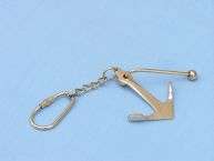 Brass Anchor with rod keychain   Nautical Keyring  