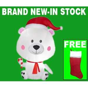   Bear Outdoor Blow Up Christmas Lawn Decoration With Free Stocking