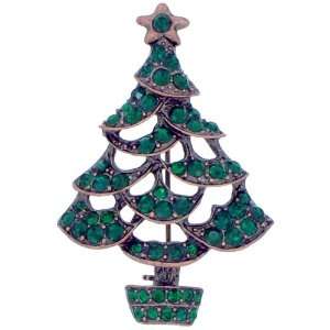   Christmas Tree Green Christmas Gift Austrian Crystal Pin Brooch
