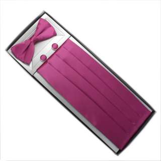 CM1006 purple plain gift idea silk cummerbund bow tie cufflinks hanky 