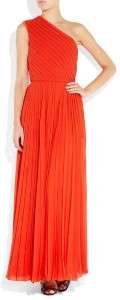 NEW $795 Halston Heritage Pleated One Shoulder Gown  