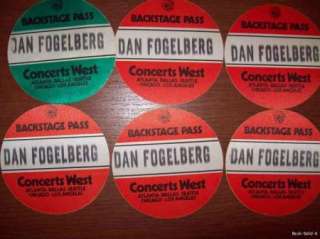 Lot of 6 Dan Fogelberg Concerts West Backstage Cloth Passes  