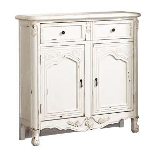   Mediterranean Antique White 1 Drawer, 2 Door Console Cabinet  