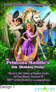 Tangled Birthday Party Invitation Rapunzel Flynn Rider Pascal Maximus 