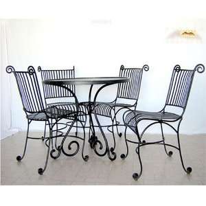  Patio Dining Set Wrought Iron Table and 4 Chair Country Furniture 