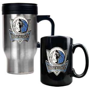 Dallas Mavericks NBA Stainless Steel Travel Mug & Black Ceramic Mug 