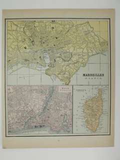 MAP of MARSEILLES NICE CORSICA CYPRUS ALEXANDRIA EGYPT  