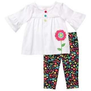    Carters White Top and Floral Leggings 2 Piece Pants Set Clothing