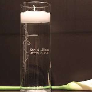  Cross with Wedding Rings Floating Candle Vase