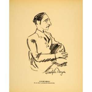 1938 Adolphe Menjou Actor Henry Major Bugs Baer Litho.   Original 
