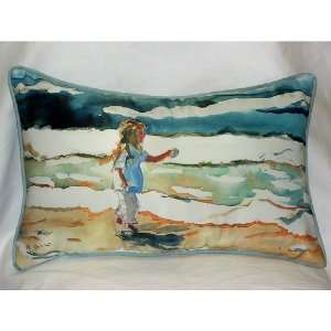 Betsy Drake HJ602 Girl at the Beach Art Only Pillow 15x22