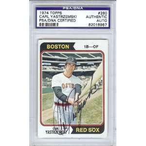 Carl Yastrzemski Autographed 1974 Topps Card PSA/DNA Slabbed