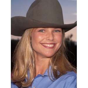  Model Christie Brinkley, Wearing Cowboy Hat Stretched 