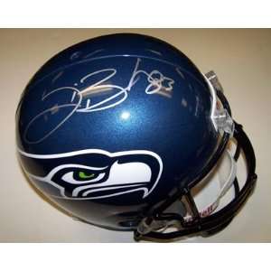 Deion Branch Autographed Helmet   Full Size Seahawks MCS