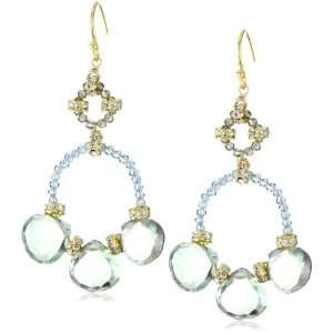  Diane Yang Green Quartz Drop Chandelier Earrings Jewelry