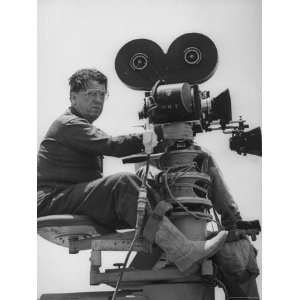  Director George Stevens Lining Up Shot in Camera for the 