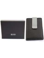 Hugo Boss Money Clip With Card Case Black 100% Leather Logo Gift Box