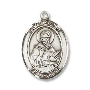  Sterling Silver St. Isidore of Seville Medal Pendant with 