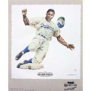 Jackie Robinson Brooklyn Dodgers Lithogaph By Michael Mellett